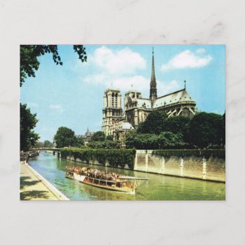 Vintage Paris  Notre Dame  Bateau Mouche Postcard by Franceimages at Zazzle