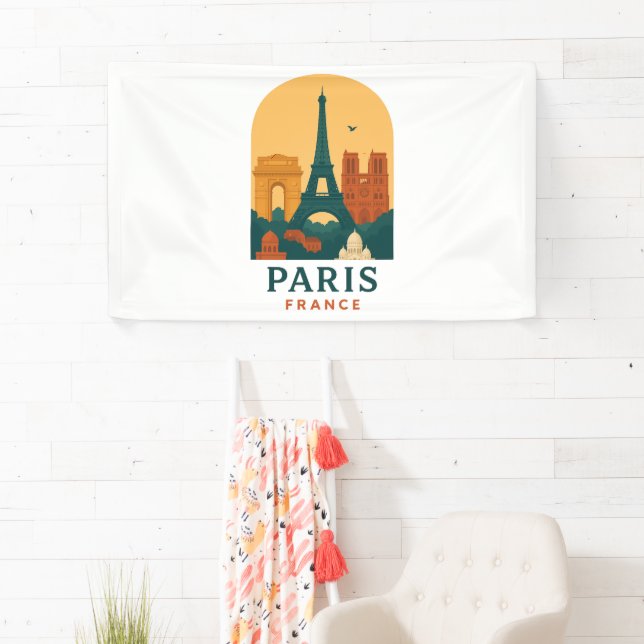 Vintage Paris – Notre Dame Cathedral Retro Travel  Banner (Insitu)