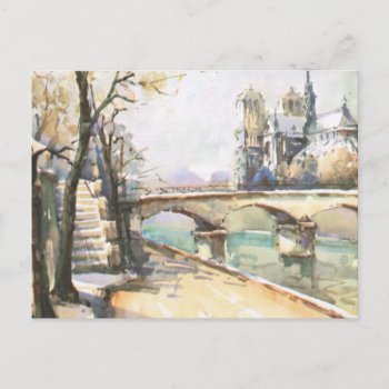 Vintage Paris  Notre Dame  La Seine Postcard by Franceimages at Zazzle