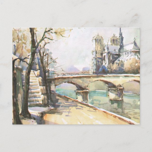 Vintage Paris, Notre Dame, La Seine Postcard (Front)