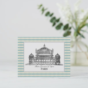 Vintage Paris Opera Illustration Harlequin  Postcard