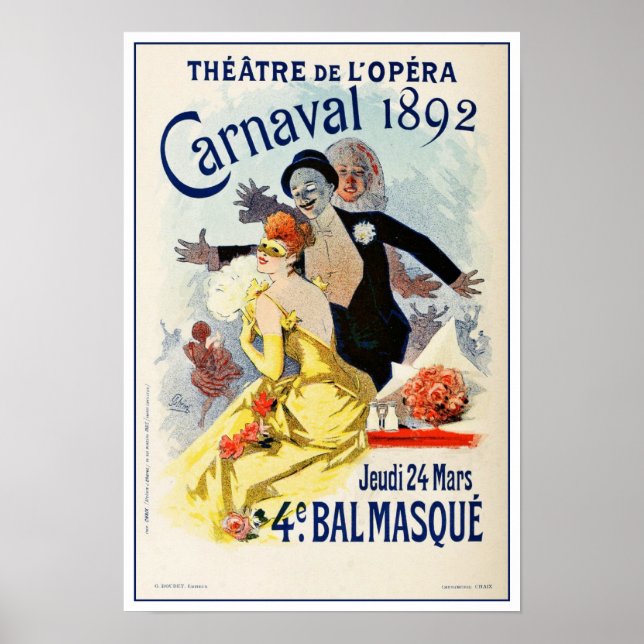 Vintage Paris Opera Theater Carnival 1892 Poster (Front)