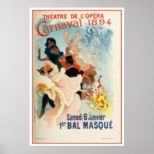 Vintage Paris Opera Theatre Carnival 1894 Poster