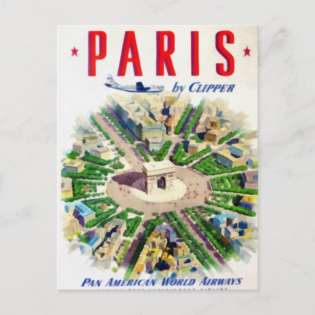 Vintage Paris Pan American Adv Postcard (Front)