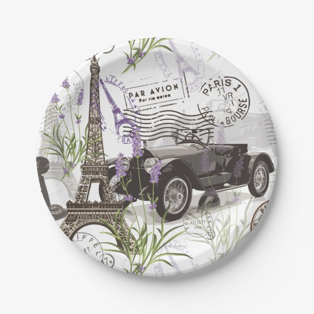 Vintage Paris Paper Plates (Front)