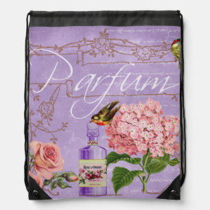 Vintage Paris Parfum French Perfume Elegant Floral Drawstring Bag