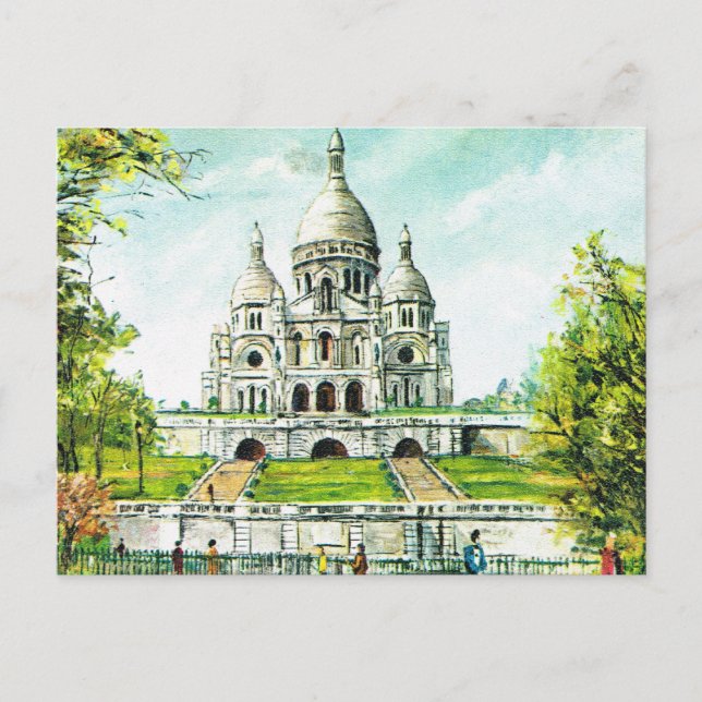 Vintage Paris, Paris, Montmatre, Sacre Coeur Postcard (Front)