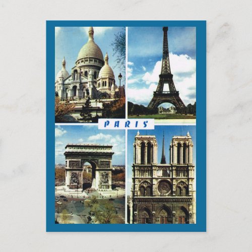 Vintage Paris Paris Multiview Postcard