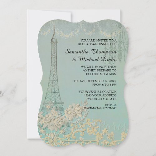 Vintage Paris Parisian Stylish Rehearsal Dinner Invitation