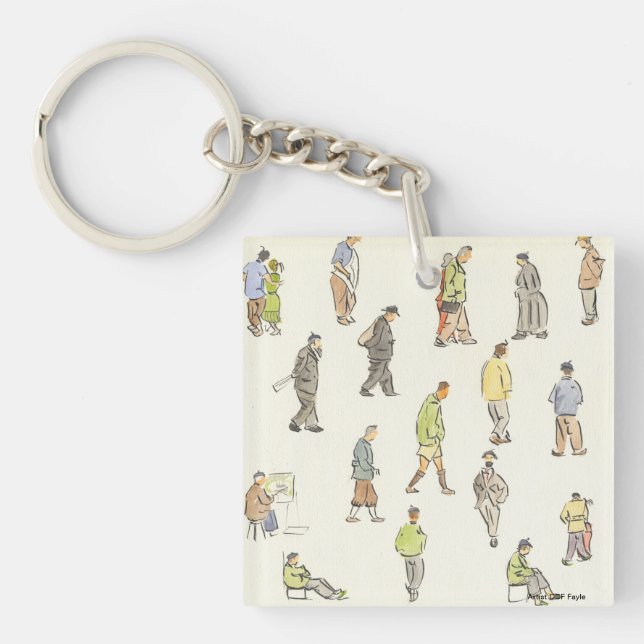 Vintage Paris People Key Chain (Front)