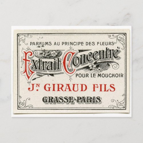 Vintage Paris Perfume Label Postcard