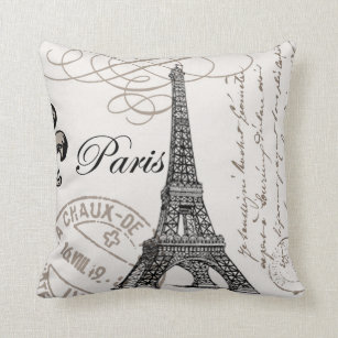 18x18 Multicolor Paris France Vintage Julib Gifts Women Kids Tees Paris Patisserie Eiffel Tower Retro Souvenir French Girl Mom Throw Pillow