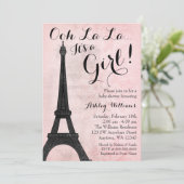 Vintage Paris Pink Black Girl Baby Shower Invitation (Standing Front)