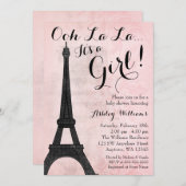 Vintage Paris Pink Black Girl Baby Shower Invitation (Front/Back)