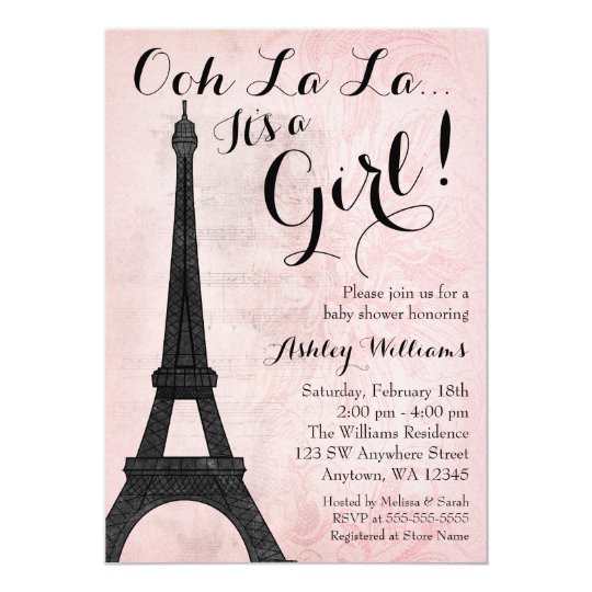 Vintage Paris Pink Black Baby Shower Invitation Zazzle