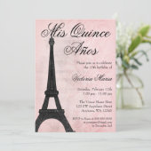 Vintage Paris Pink Black Sweet 15 Quinceanera Invitation (Standing Front)