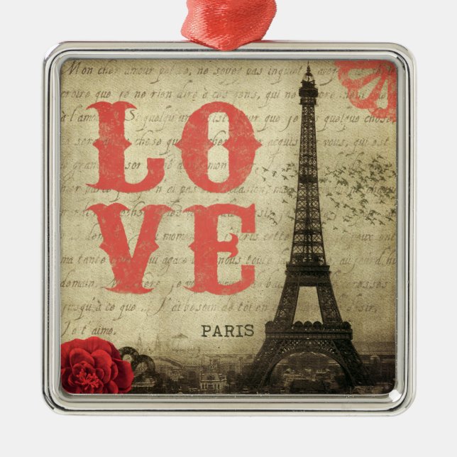 Vintage Paris | Pink Metal Ornament (Front)
