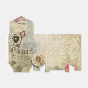 Vintage Paris Pink Roses Lock & Key Shabby Chic Favor Boxes