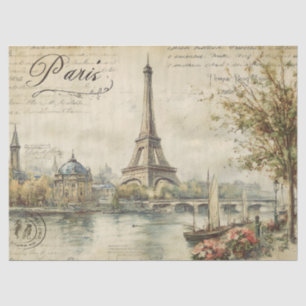 Vintage Paris Postcard Tissue Paper