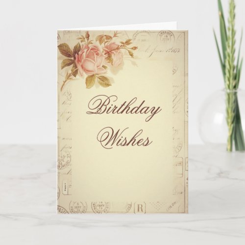 Vintage Paris Postmarks Birthday Card