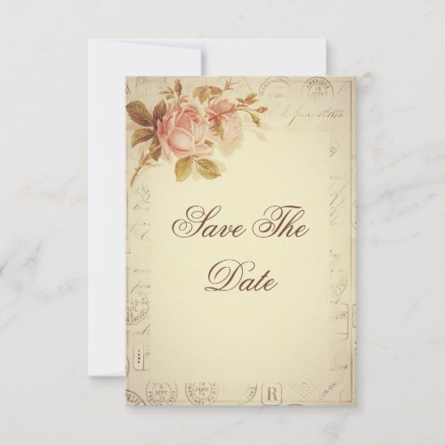 Vintage Paris Postmarks Chic Roses 100th Save The Date