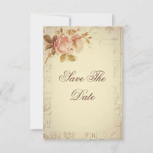 Vintage Paris Postmarks Chic Roses 70th Save The Date