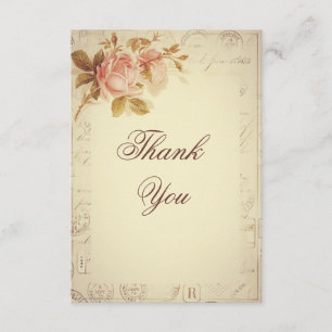Vintage Paris Postmarks Chic Roses Thank You