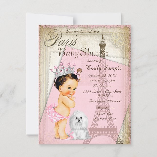 Vintage Paris Princess Baby Shower Invitation (Front)
