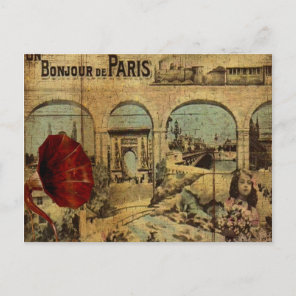 Vintage Paris Print Postcard