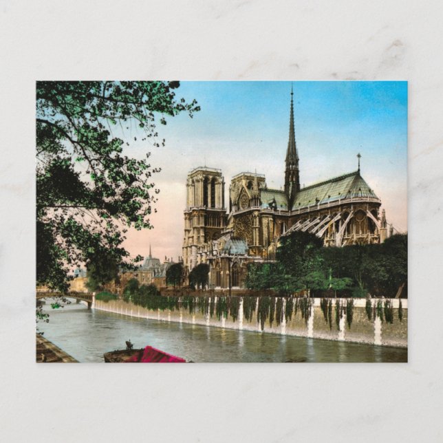 Vintage Paris, River Seine and Ile de Notre Dame Postcard (Front)