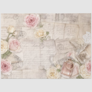 Vintage Paris Rose Collage Decoupage Paper