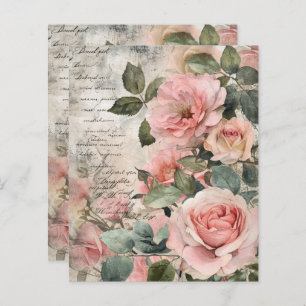 Vintage Paris Rose Paper Sheet