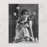 Vintage Paris Roses Portrait Postcard