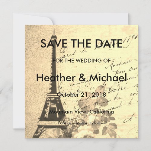 Vintage Paris Save the Date Wedding
