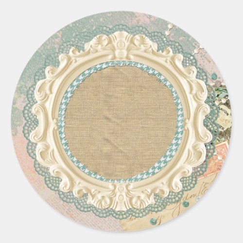 Vintage Paris Shabby Chic French Frame Boutique Classic Round Sticker