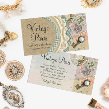 Vintage Paris Shabby Chic French Jewelry Boutique Business Card by CyanSkyDesign at Zazzle