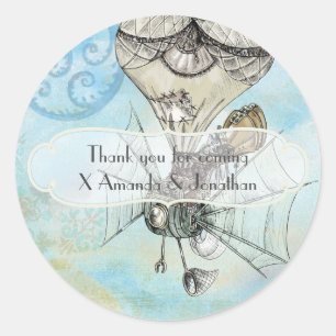 Vintage Paris Steampunk Wedding Party Classic Round Sticker