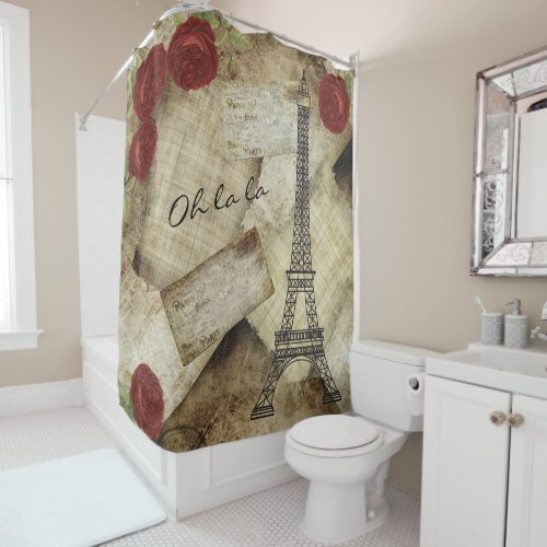 Vintage Paris Style Shower Curtain