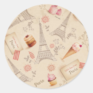 Vintage Paris Sweets Classic Round Sticker