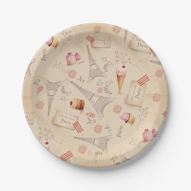 Vintage Paris Sweets Paper Plates (Front)