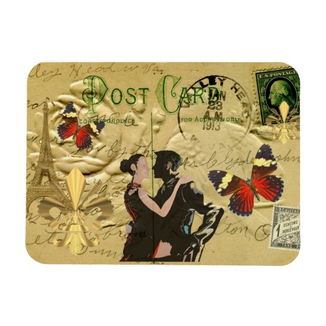Vintage Paris Tango post card Magnet (Horizontal)