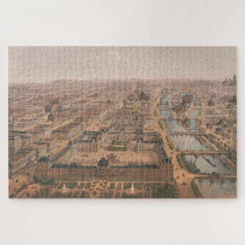 Vintage Paris  The Louvre Palace Map 1879 Jigsaw Puzzle