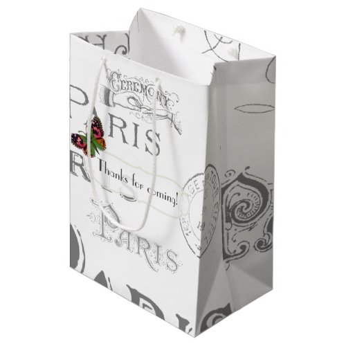 Vintage Paris Themed Wedding Party Personalized Medium Gift Bag