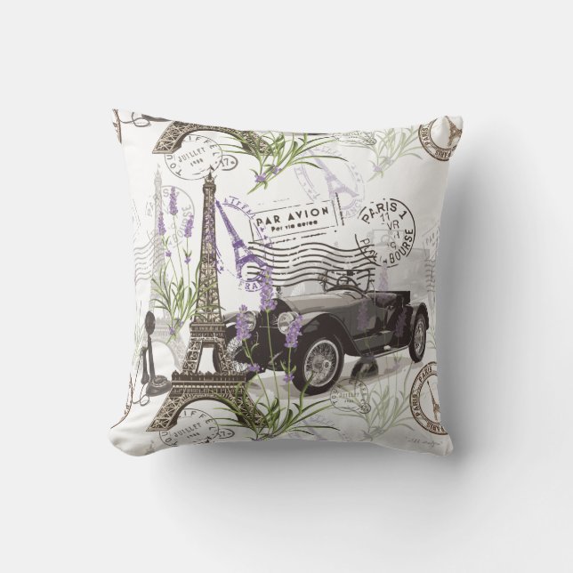 Vintage Paris Throw Pillow (Front)
