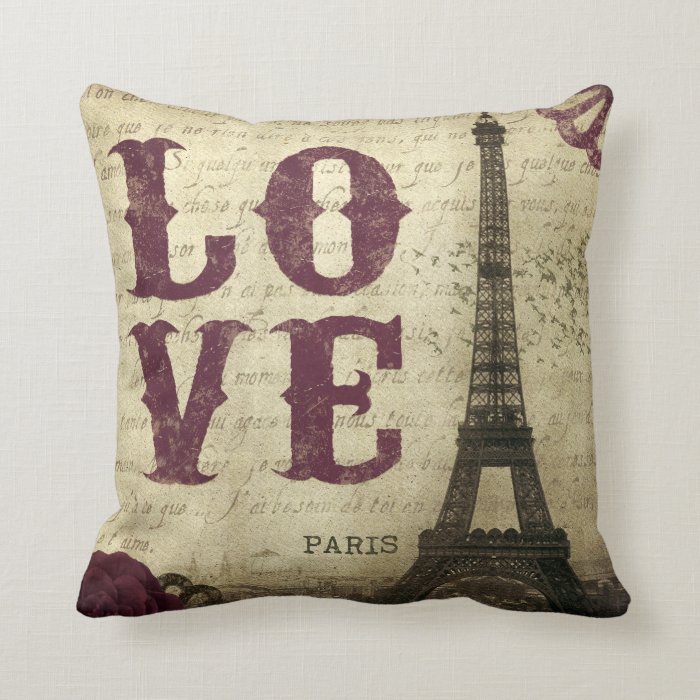 Vintage Paris Throw Pillows