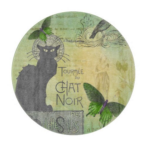 Vintage Paris Tour of Chat Noir Collage  Cutting Board