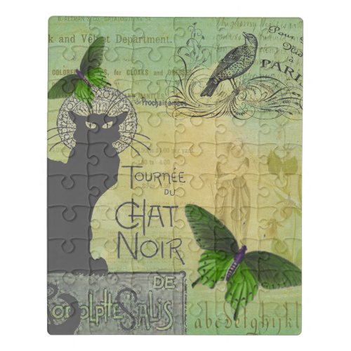 Vintage Paris Tour of Chat Noir Collage  Jigsaw Puzzle