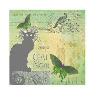 Vintage Paris Tour of Chat Noir Collage Metal Print