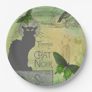 Vintage Paris Tour of Chat Noir Collage  Paper Plates