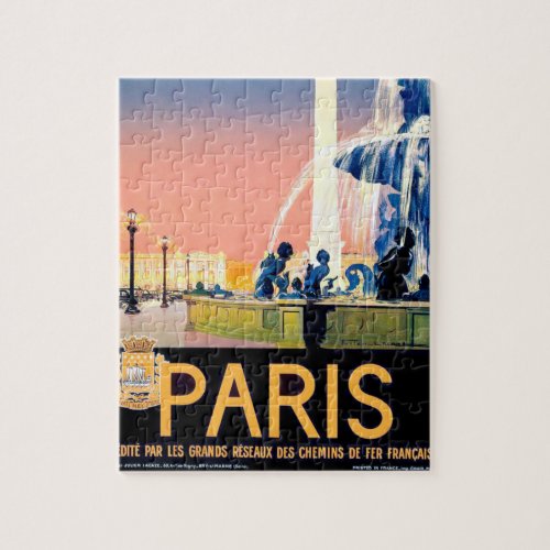 Vintage Paris Travel Advertisement Illustration Jigsaw Puzzle